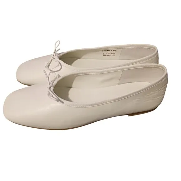 NEW Everlane The Day Ballet Flat in Canvas/Off-White Leather Size 7