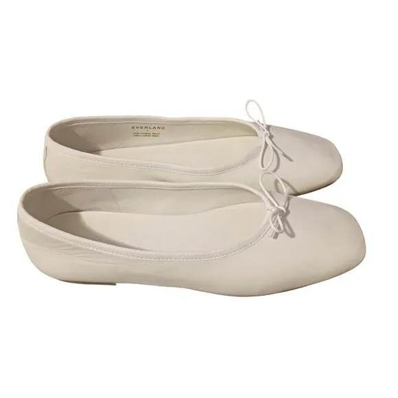 NEW Everlane The Day Ballet Flat in Canvas/Off-White Leather Size 7