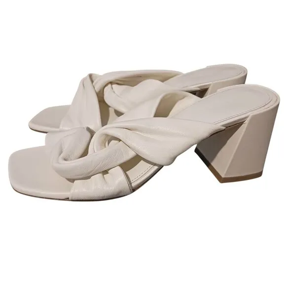 NEW Everlane The Day Twist Heel in Leather Canvas/Off-White Size 6.5