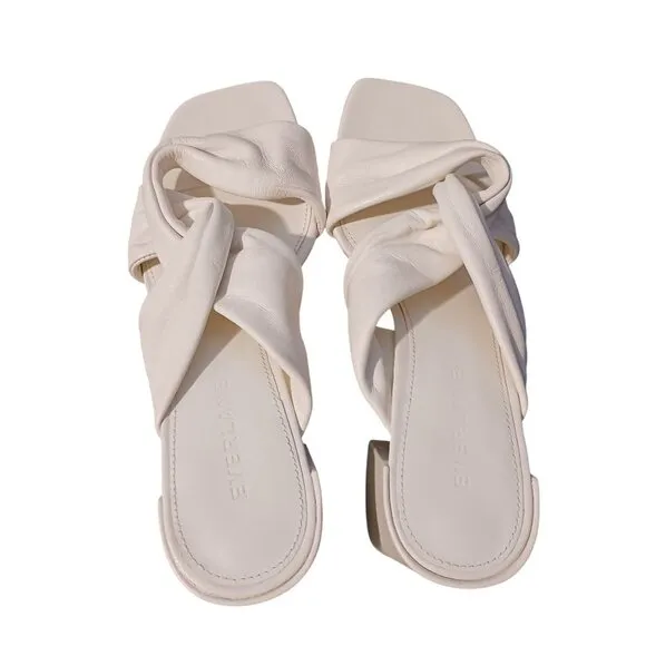 NEW Everlane The Day Twist Heel in Leather Canvas/Off-White Size 6.5