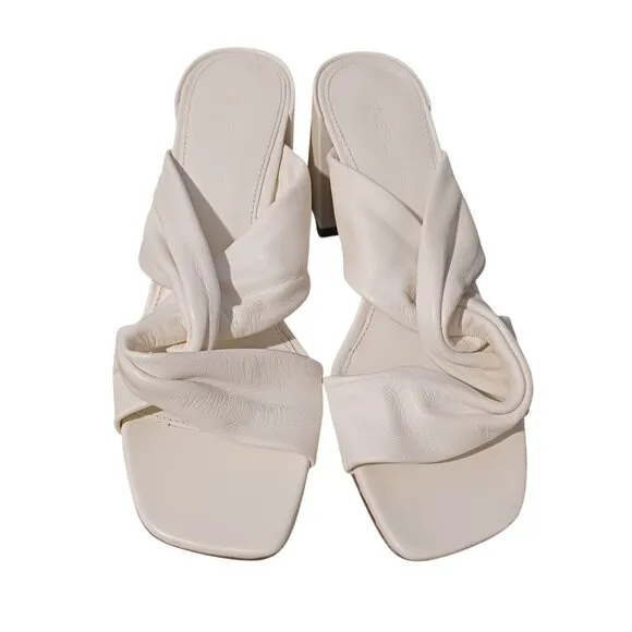 NEW Everlane The Day Twist Heel in Leather Canvas/Off-White Size 6.5
