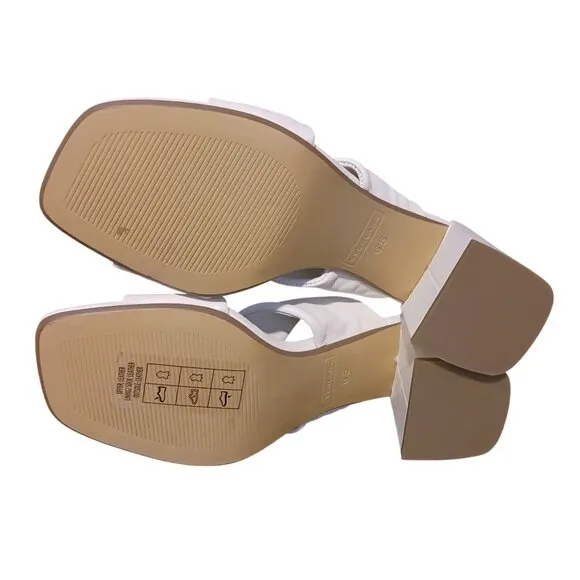 NEW Everlane The Day Twist Heel in Leather Canvas/Off-White Size 6.5