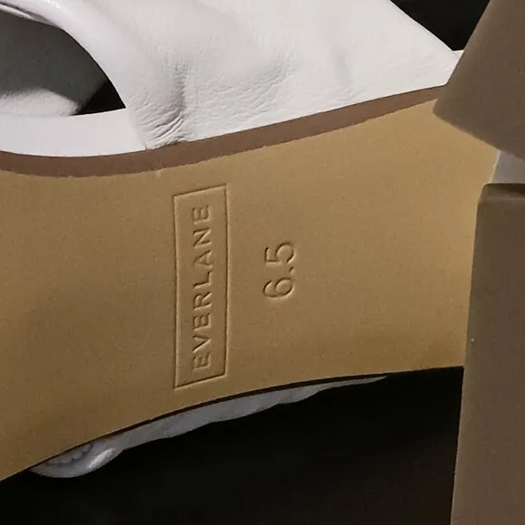 NEW Everlane The Day Twist Heel in Leather Canvas/Off-White Size 6.5
