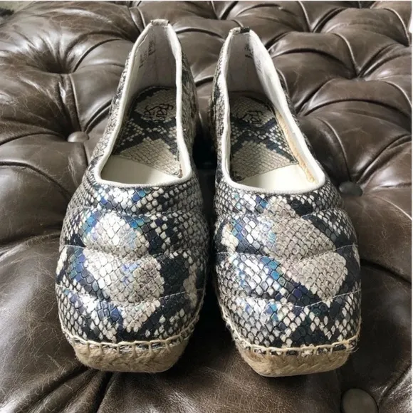 New Franco Sarto Kiya Quilted Espadrille loafer flats RocciaSnake animal puffy