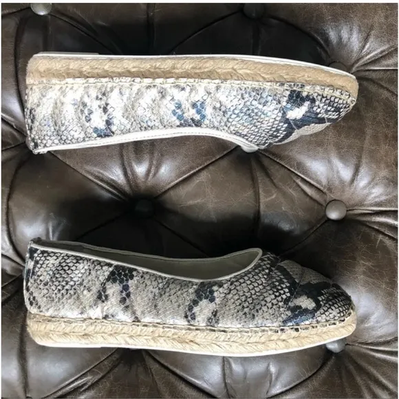 New Franco Sarto Kiya Quilted Espadrille loafer flats RocciaSnake animal puffy
