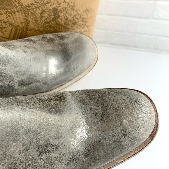 NEW! Free People Essential Chelsea Boots Block Heel Silver Gunmetal EU 38 8 $198