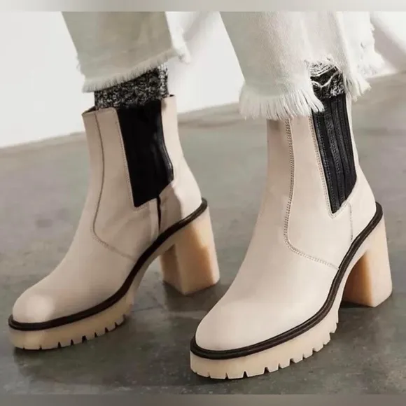 NEW Free People James Chelsea Bone Boots Leather Cushioned 37.5, 38.5, 39