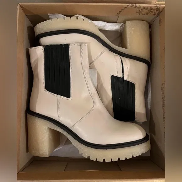 NEW Free People James Chelsea Bone Boots Leather Cushioned 37.5, 38.5, 39