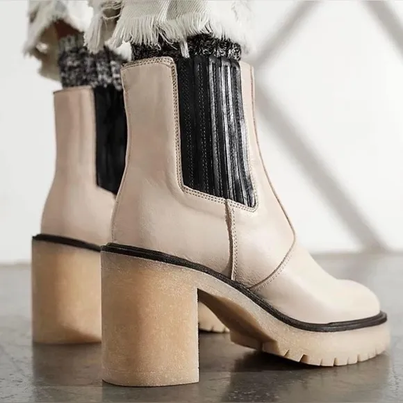 NEW Free People James Chelsea Bone Boots Leather Cushioned 37.5, 38.5, 39
