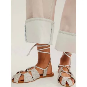 NEW FREE PEOPLE women's sunny gilly flats in grey