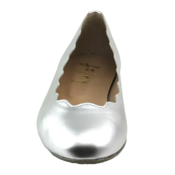 NEW FRENCH SOLE women's jigsaw flats in silver metallic
