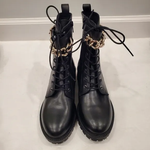NEW Geox Hoara Black COMBAT BOOTS