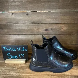 New Girls Dolce Vita Cole Black Glitter‎ Sparkle Chelsea Ankle Boots Size 1 Y