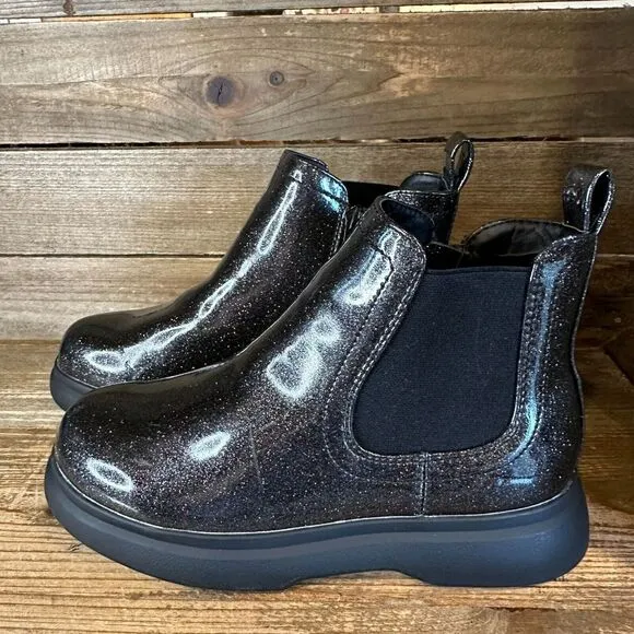 New Girls Dolce Vita Cole Black Glitter‎ Sparkle Chelsea Ankle Boots Size 1 Y