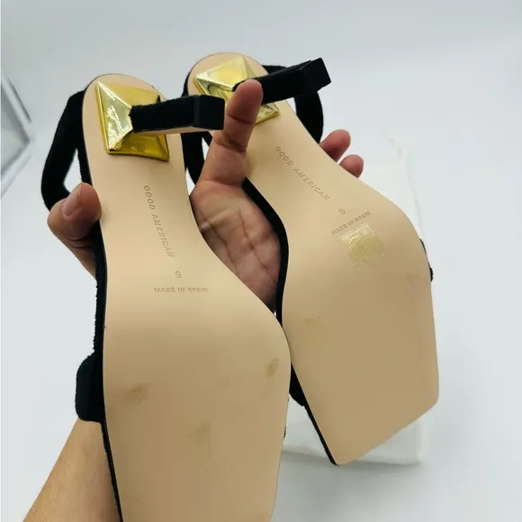 NEW Good American Terry Slip-On High Heeled Sandals Size 9