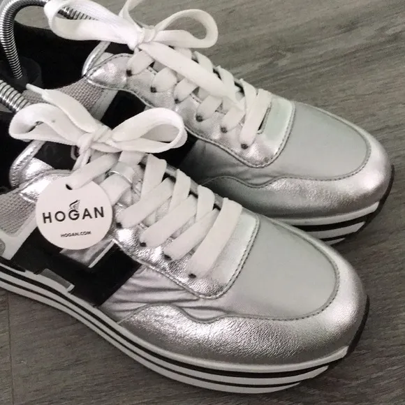 NEW - HOGAN Woman Midi Platform sneakers In Silver | 39