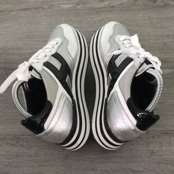NEW - HOGAN Woman Midi Platform sneakers In Silver | 39
