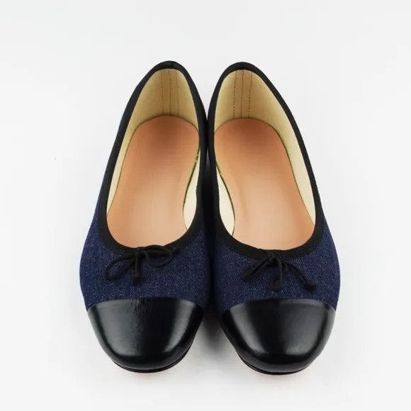 New J.CREW $148 Size 8 Zoe Cap Toe Ballet Flats in Washed Denim - Indigo BX923