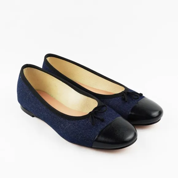 New J.CREW $148 Size 8 Zoe Cap Toe Ballet Flats in Washed Denim - Indigo BX923