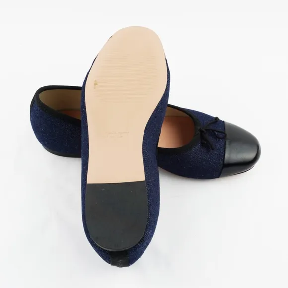 New J.CREW $148 Size 8 Zoe Cap Toe Ballet Flats in Washed Denim - Indigo BX923