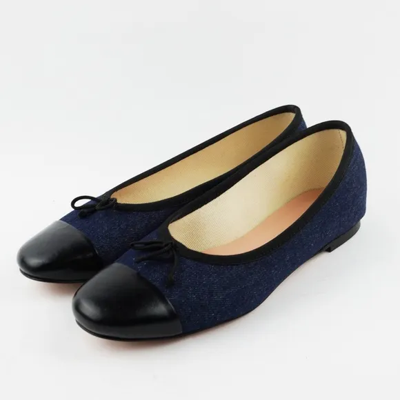 New J.CREW $148 Size 8 Zoe Cap Toe Ballet Flats in Washed Denim - Indigo BX923