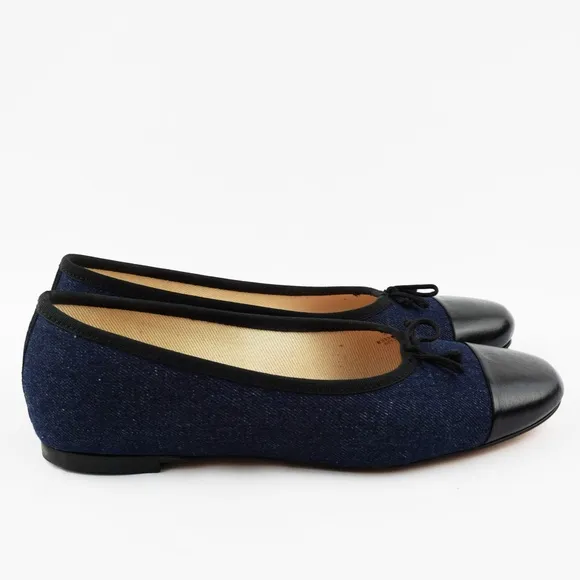 New J.CREW $148 Size 8 Zoe Cap Toe Ballet Flats in Washed Denim - Indigo BX923