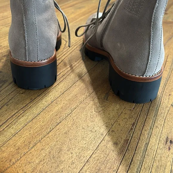 [New] Jeffrey Campbell (8) Culvert Sherpa Taupe &amp; Ivory Shearling Combat Boots