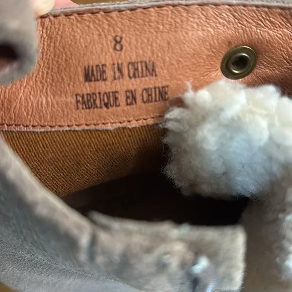 [New] Jeffrey Campbell (8) Culvert Sherpa Taupe &amp; Ivory Shearling Combat Boots