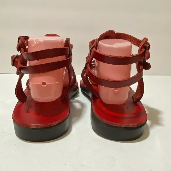 New Jerusalem Leah Women's Red Leather Gladiator  Strappy Sandals Size 42 US 11