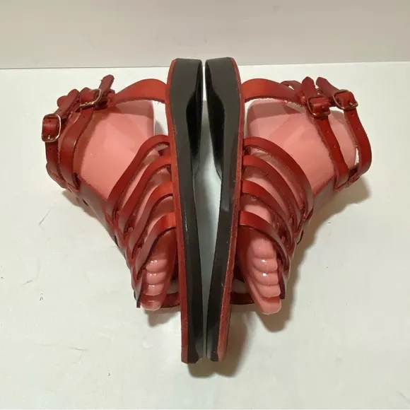 New Jerusalem Leah Women's Red Leather Gladiator  Strappy Sandals Size 42 US 11