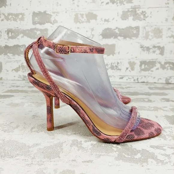 New Jessica Simpson Baharia Rhinestone Shimmer Ankle Strap Pumps Sandals D382