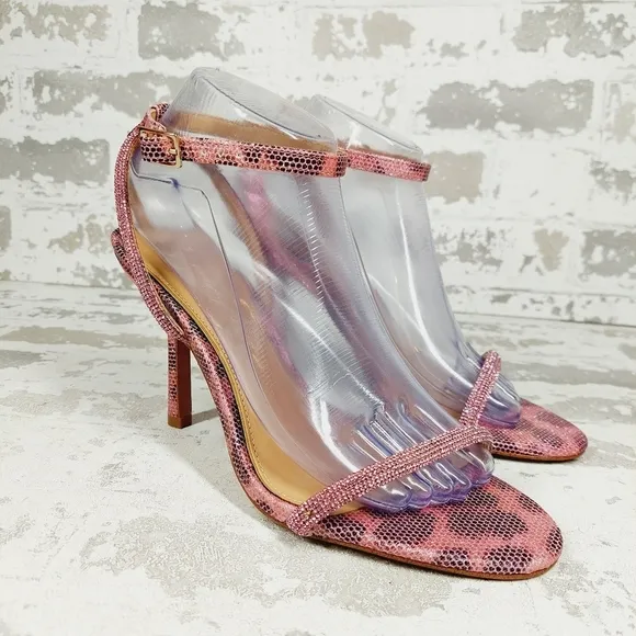New Jessica Simpson Baharia Rhinestone Shimmer Ankle Strap Pumps Sandals D382
