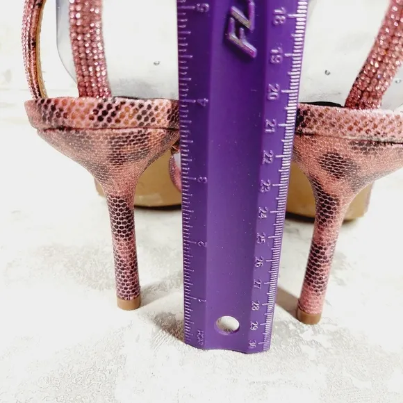 New Jessica Simpson Baharia Rhinestone Shimmer Ankle Strap Pumps Sandals D382