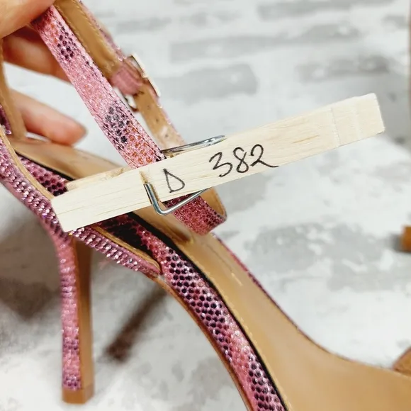 New Jessica Simpson Baharia Rhinestone Shimmer Ankle Strap Pumps Sandals D382