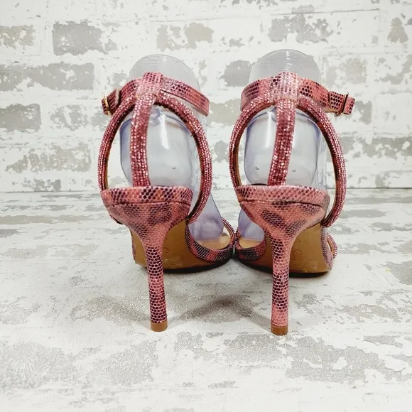 New Jessica Simpson Baharia Rhinestone Shimmer Ankle Strap Pumps Sandals D382