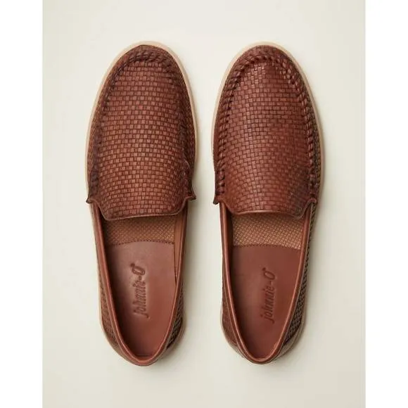 NEW JOHNNIE-O men's la jolla woven loafer in brown