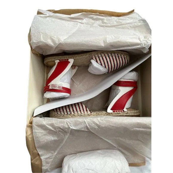 NEW Joie $198 Calo Ankle Wrap Espadrille Summer Sandals Multi Stripe Sz 6