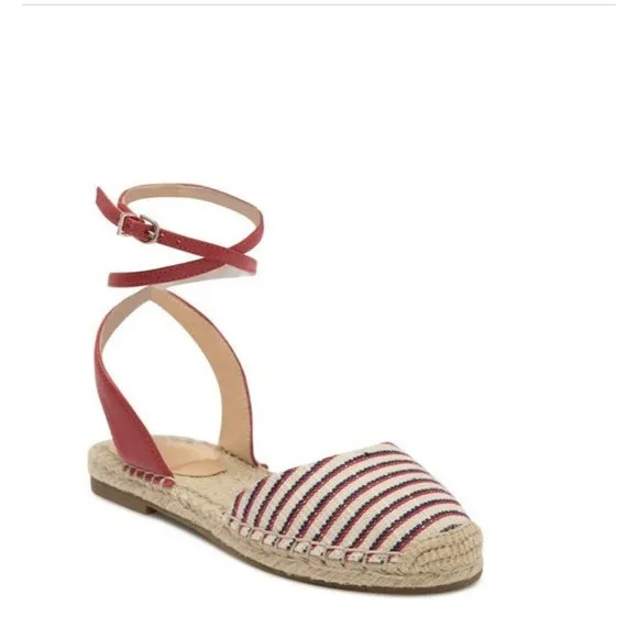 NEW Joie $198 Calo Ankle Wrap Espadrille Summer Sandals Multi Stripe Sz 6