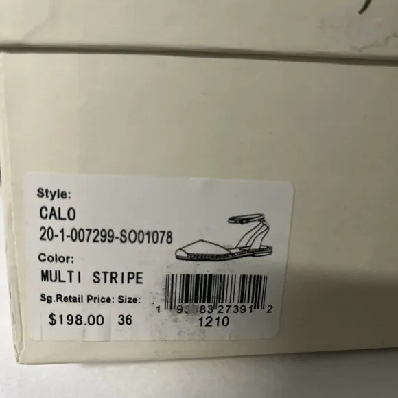 NEW Joie $198 Calo Ankle Wrap Espadrille Summer Sandals Multi Stripe Sz 6