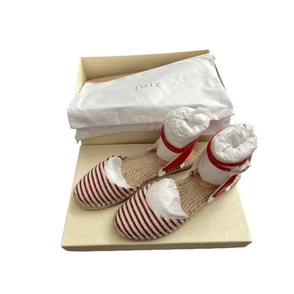 NEW Joie $198 Calo Ankle Wrap Espadrille Summer Sandals Multi Stripe Sz 6