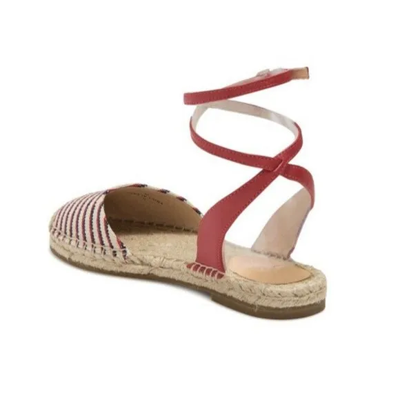 NEW Joie $198 Calo Ankle Wrap Espadrille Summer Sandals Multi Stripe Sz 6