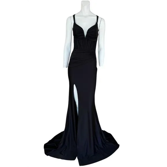 NEW JOVANI black maxi evening gown in black