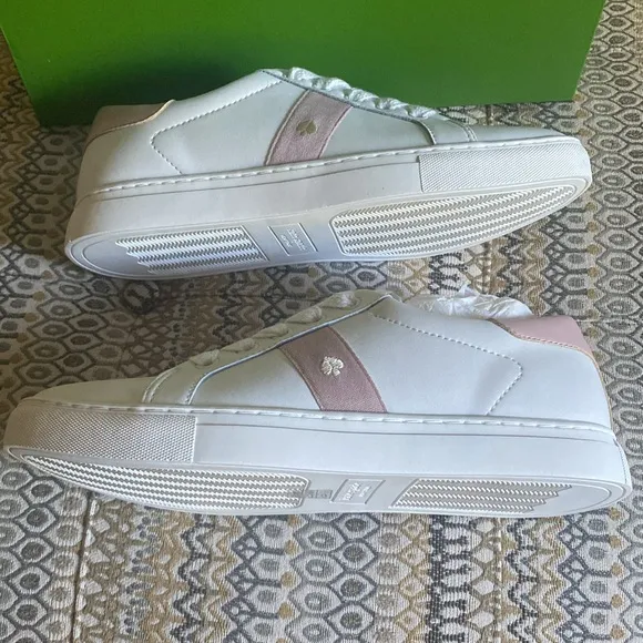 NEW Kate Spade Iggy Low Top Sneakers in Optic White and Rose Smoke Sz 8