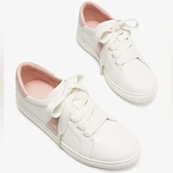 NEW Kate Spade Iggy Low Top Sneakers in Optic White and Rose Smoke Sz 8