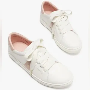 NEW Kate Spade Iggy Low Top Sneakers in Optic White and Rose Smoke Sz 8