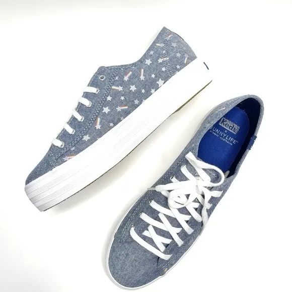 NEW Keds X Sunnylife Collab Rainbow Chambray Triple Kick Sneakers US 7