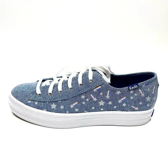 NEW Keds X Sunnylife Collab Rainbow Chambray Triple Kick Sneakers US 7