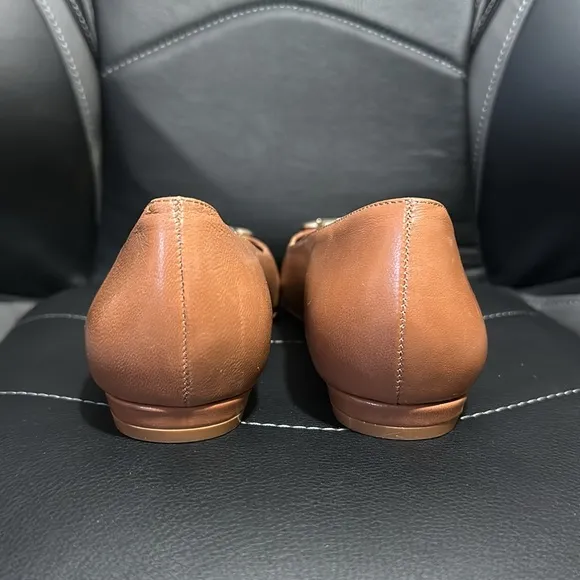🔥🔥🔥NEW Larroude Maria Brown Caramel Leather Flats