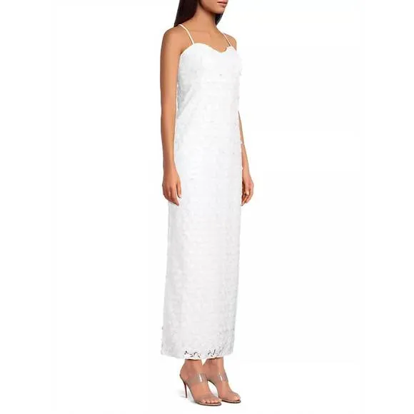 NEW LILLY PULITZER gillian lace maxi slip dress in resort white butterfly garden