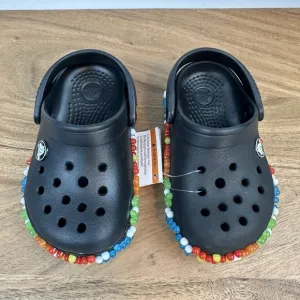 New Little Kids Crocs Crocband Colorful Lights Clog Light-Up BLK Sandals SZ 7 C
